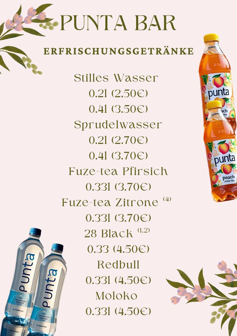 Punta Sportsbar & Cafè меню