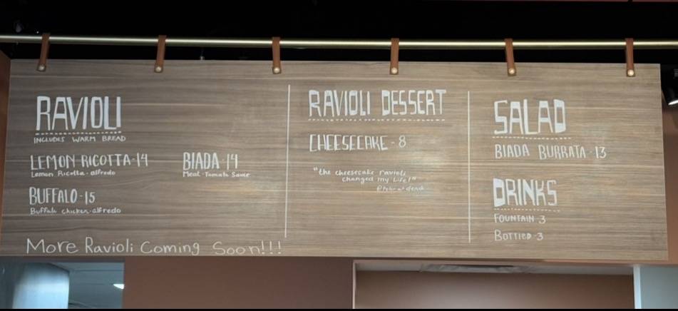Biada Ravioli Kitchen меню