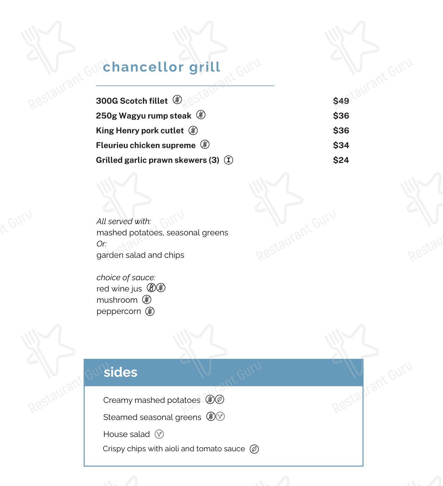 Основное меню ресторана Bistro 65