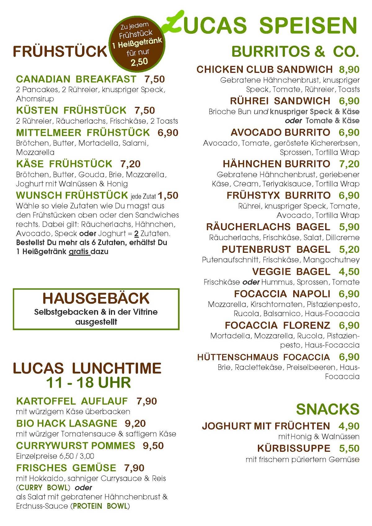 Bistro Lucas меню