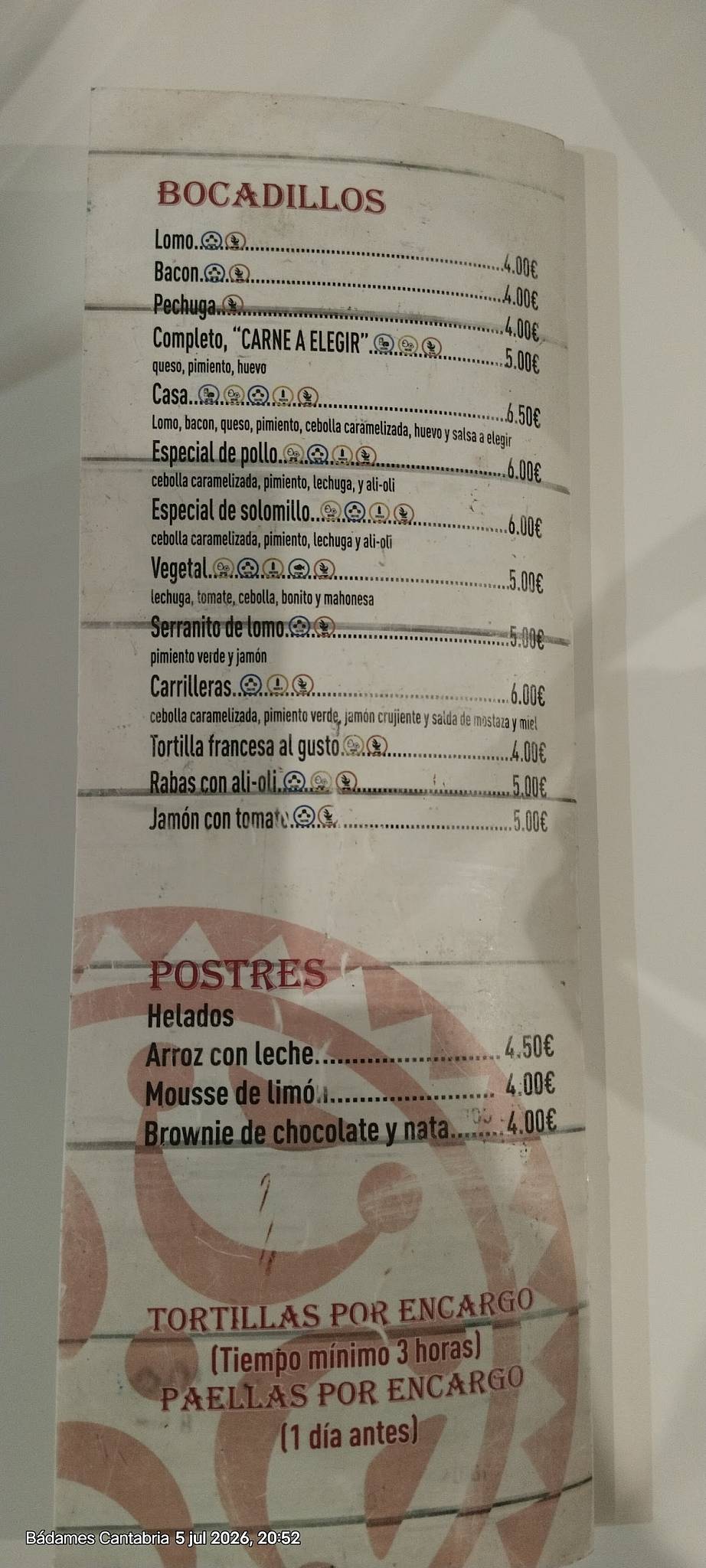 Bodegón El Rincón меню
