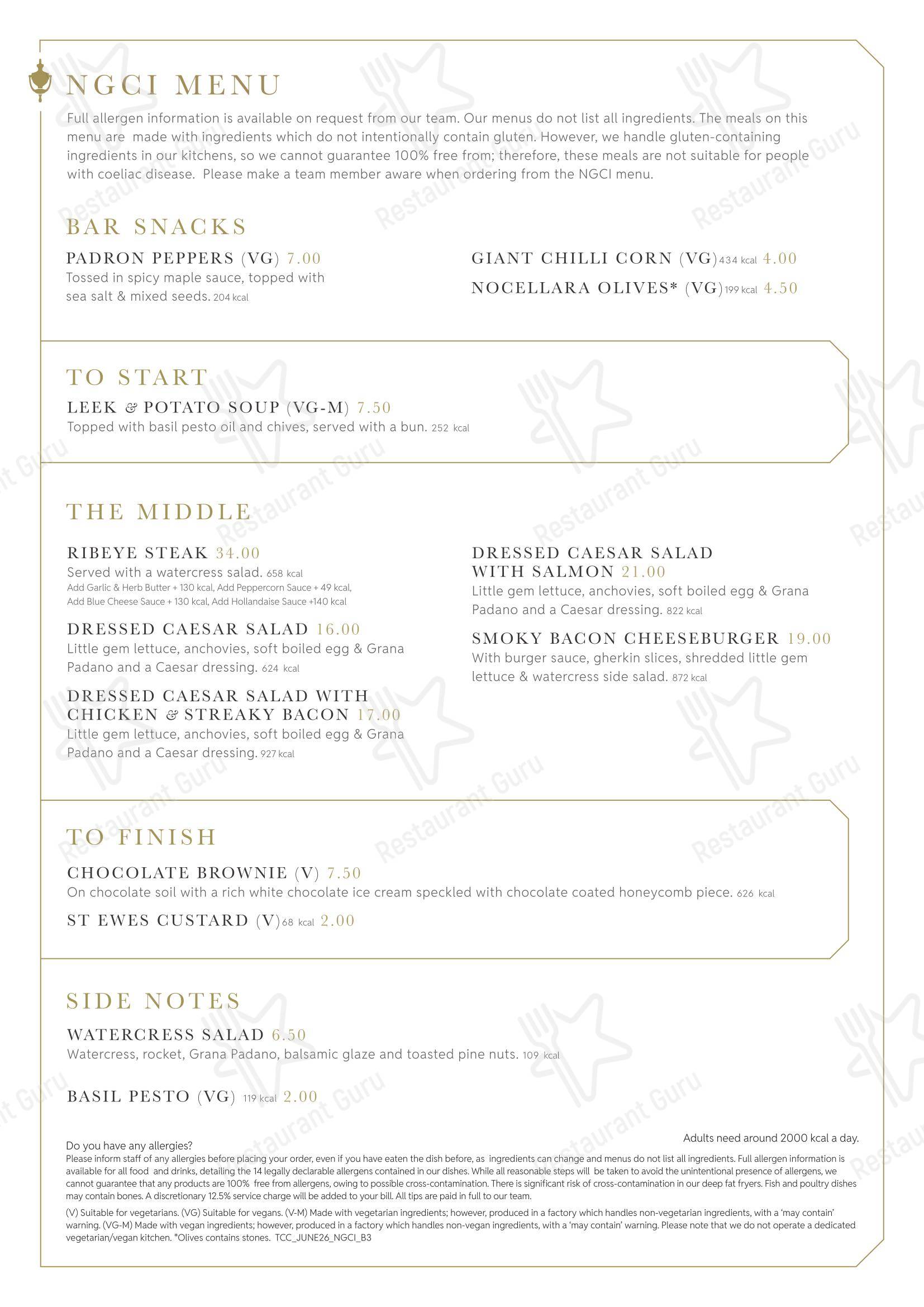 Takeaway Menu паба и бара Bonds Mayfair