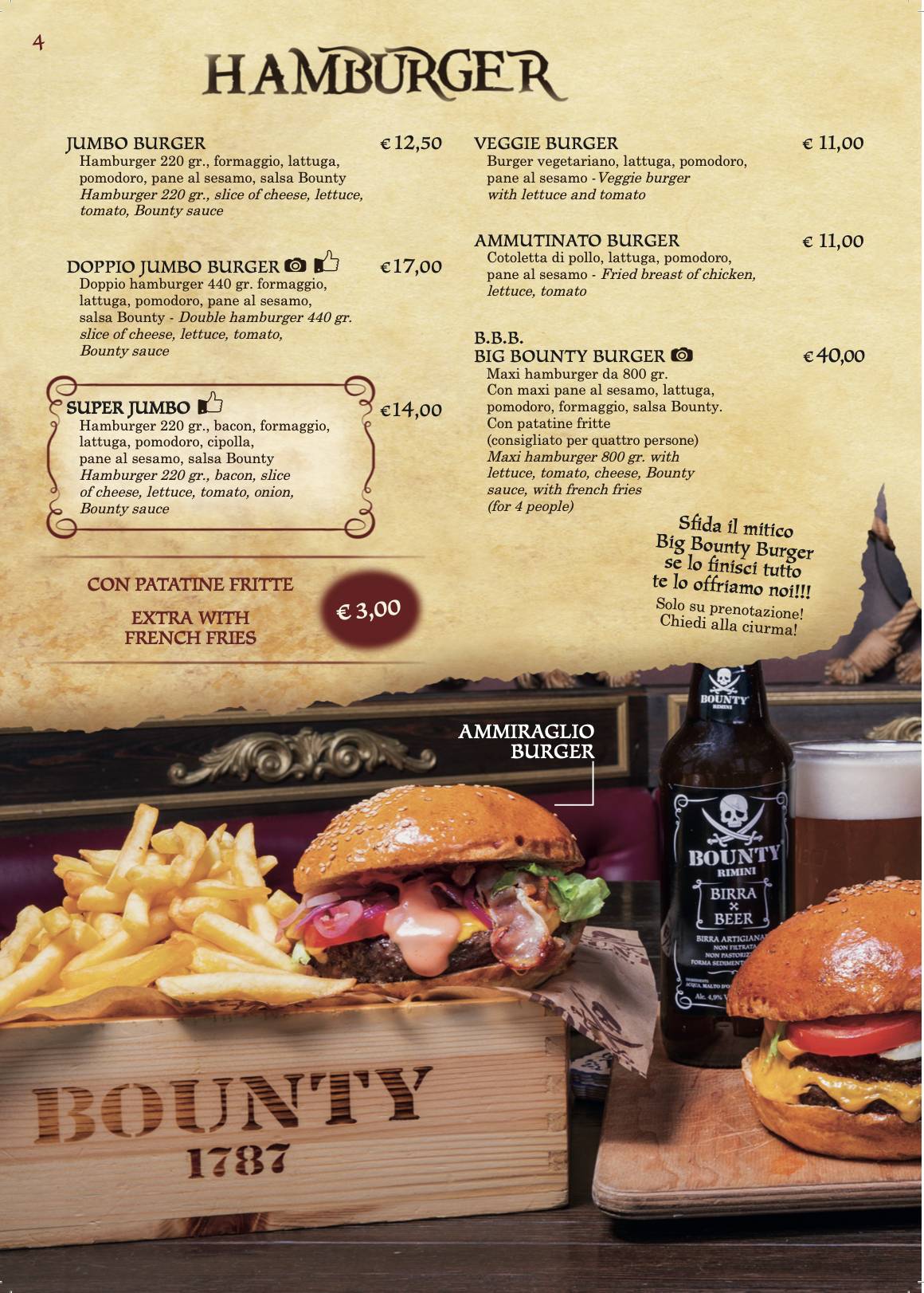 Bounty Rimini меню