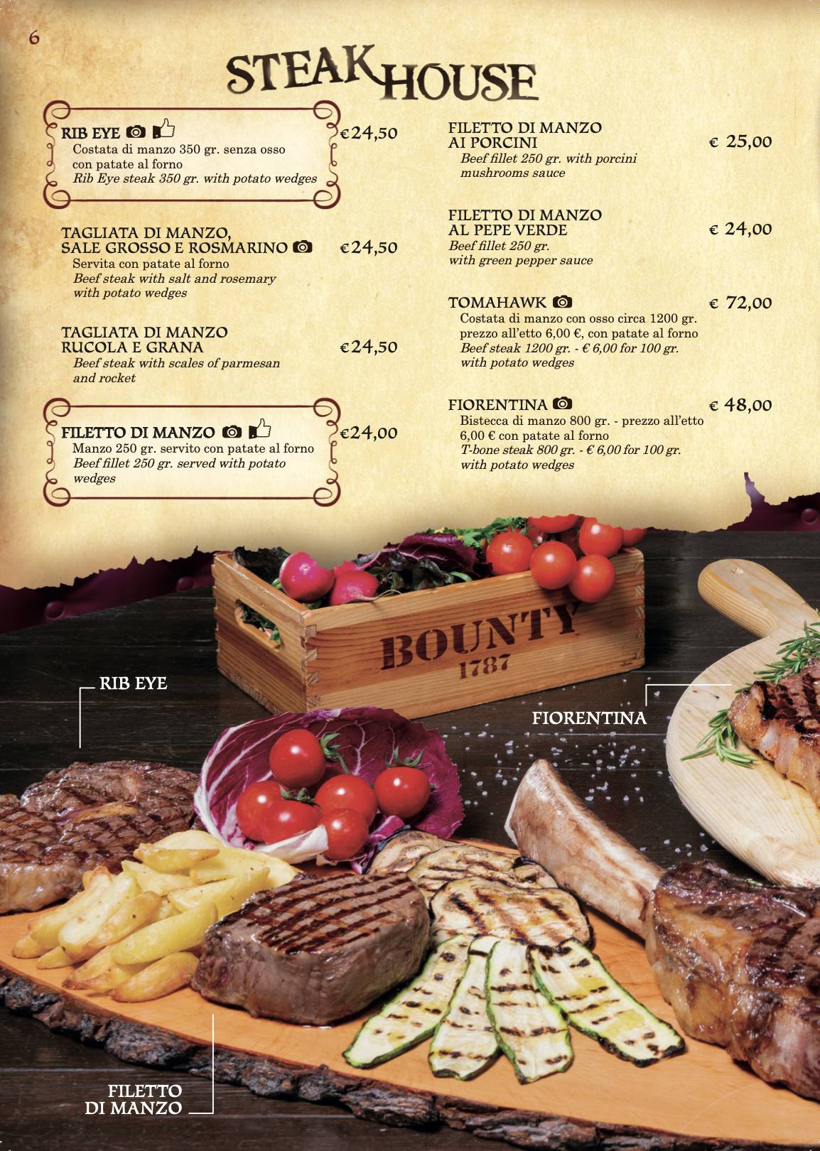 Bounty Rimini меню