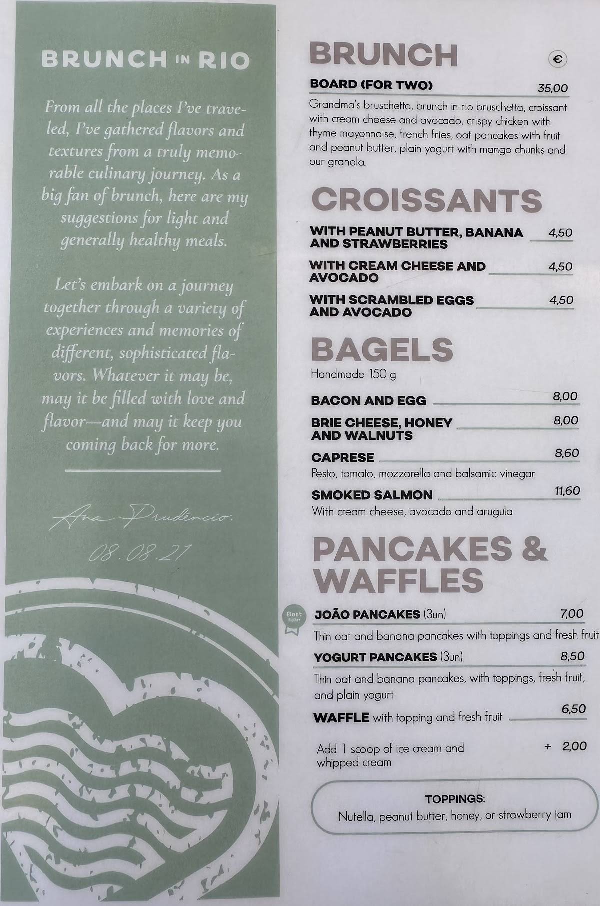 Brunch in Rio меню