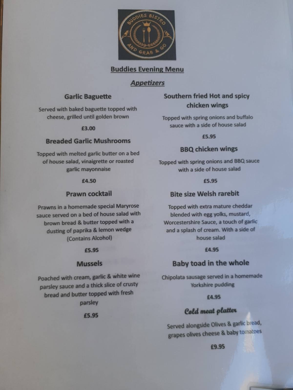 Buddies Bistro and Grab & Go меню