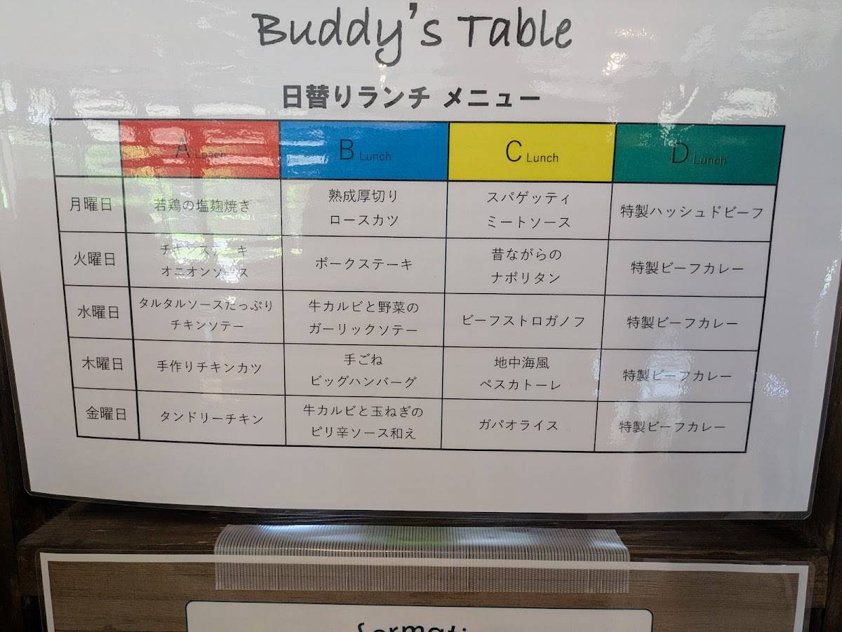 Buddy's Table меню
