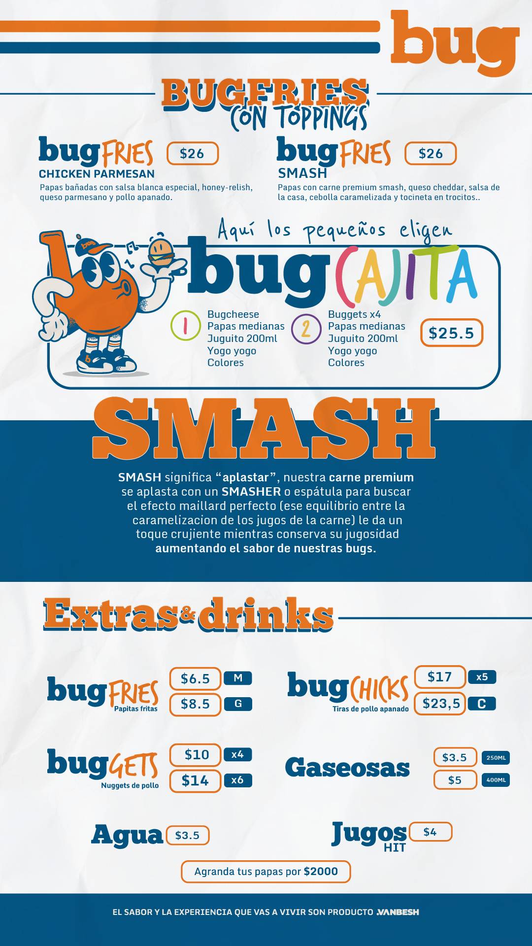 Bug restaurante hamburguesas меню