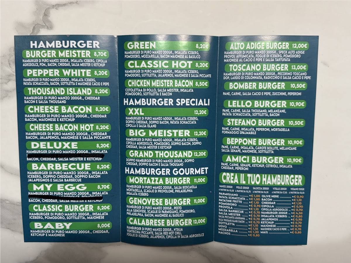 Burger Meist меню