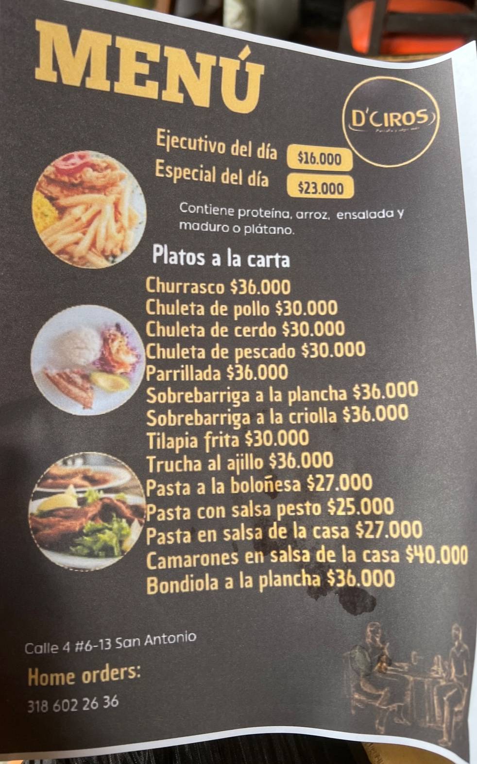 CIRO'S Restaurante Café меню