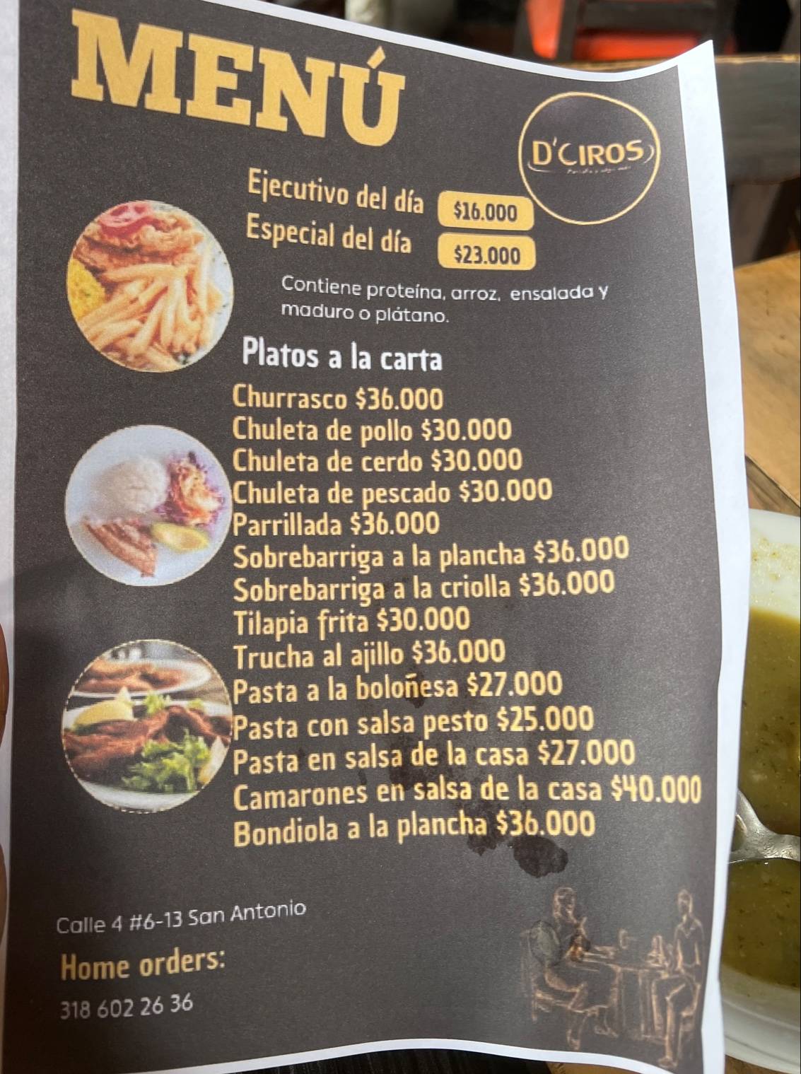 CIRO'S Restaurante Café меню
