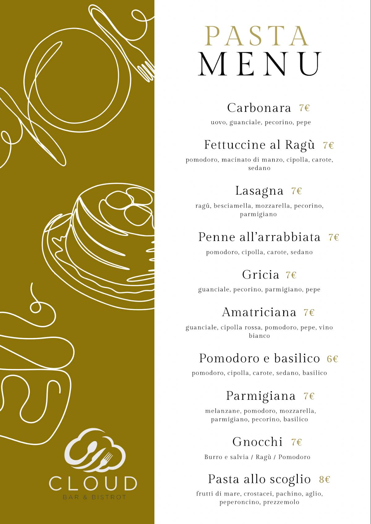 CLOUD Bar Roma меню
