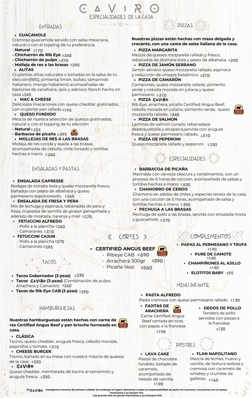 CaViRo меню