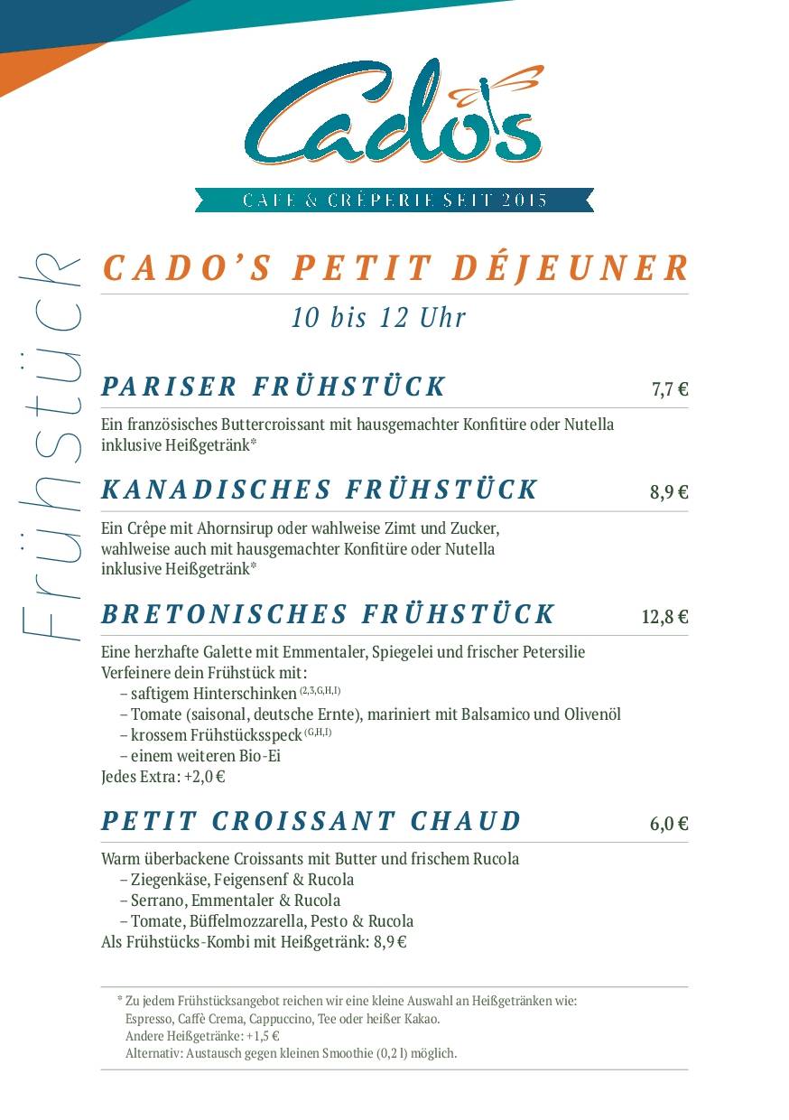 Cado's Café & Crêperie меню