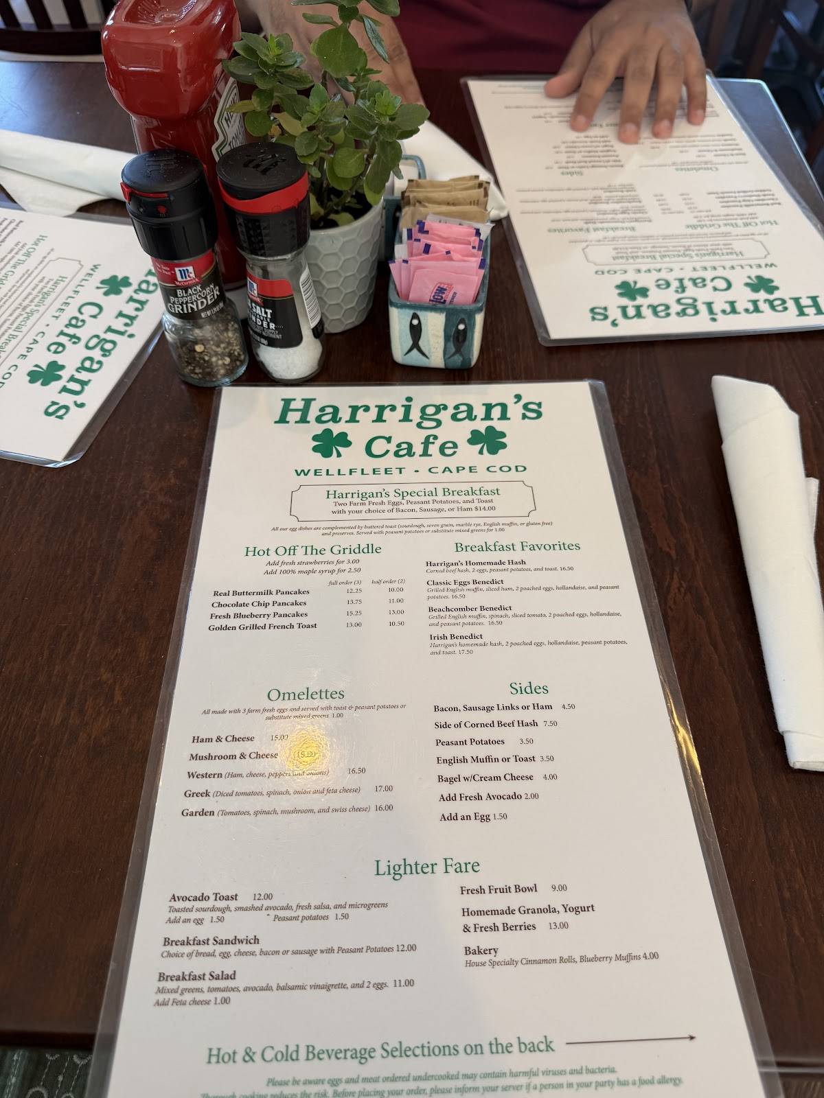 Harrigan's Cafe меню