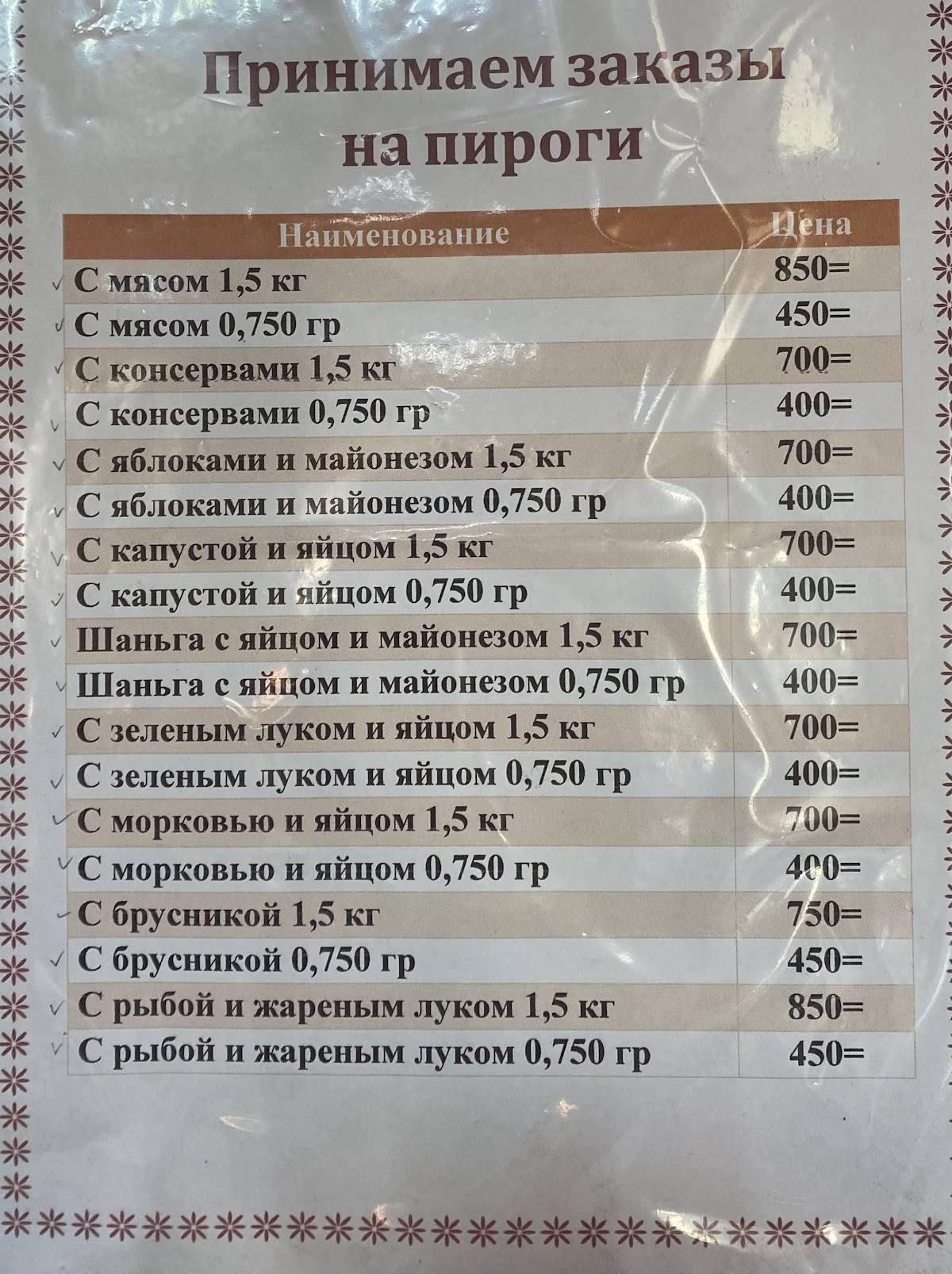 Мечта меню
