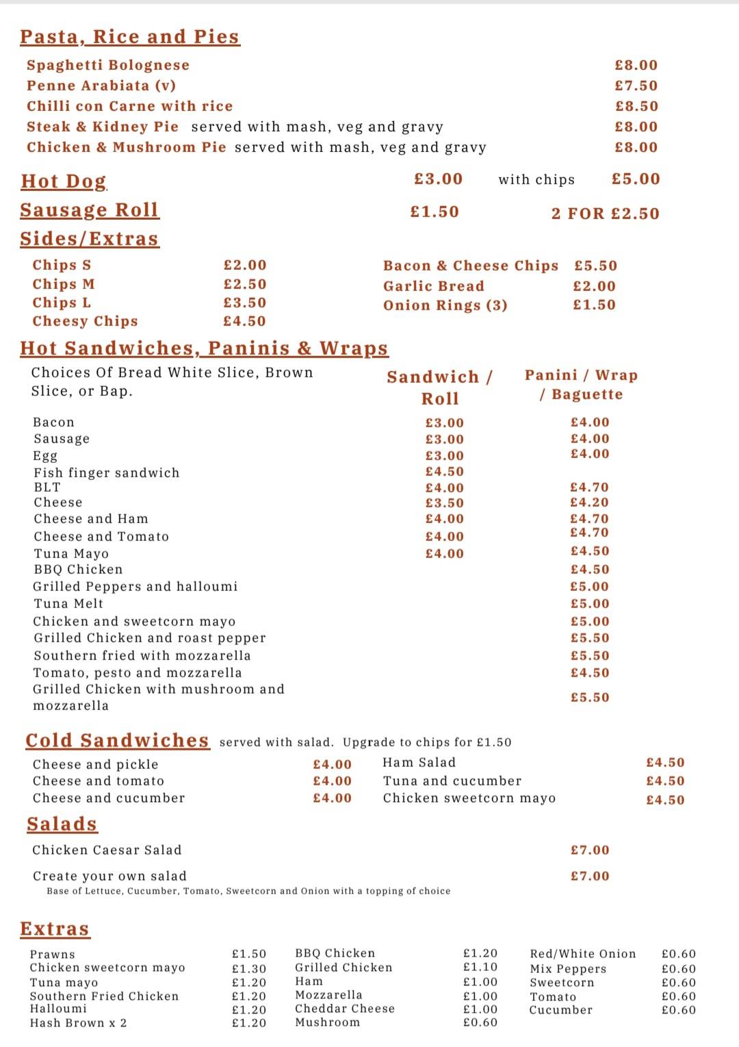 Mother's Kitchen Cafe-Pitsea меню