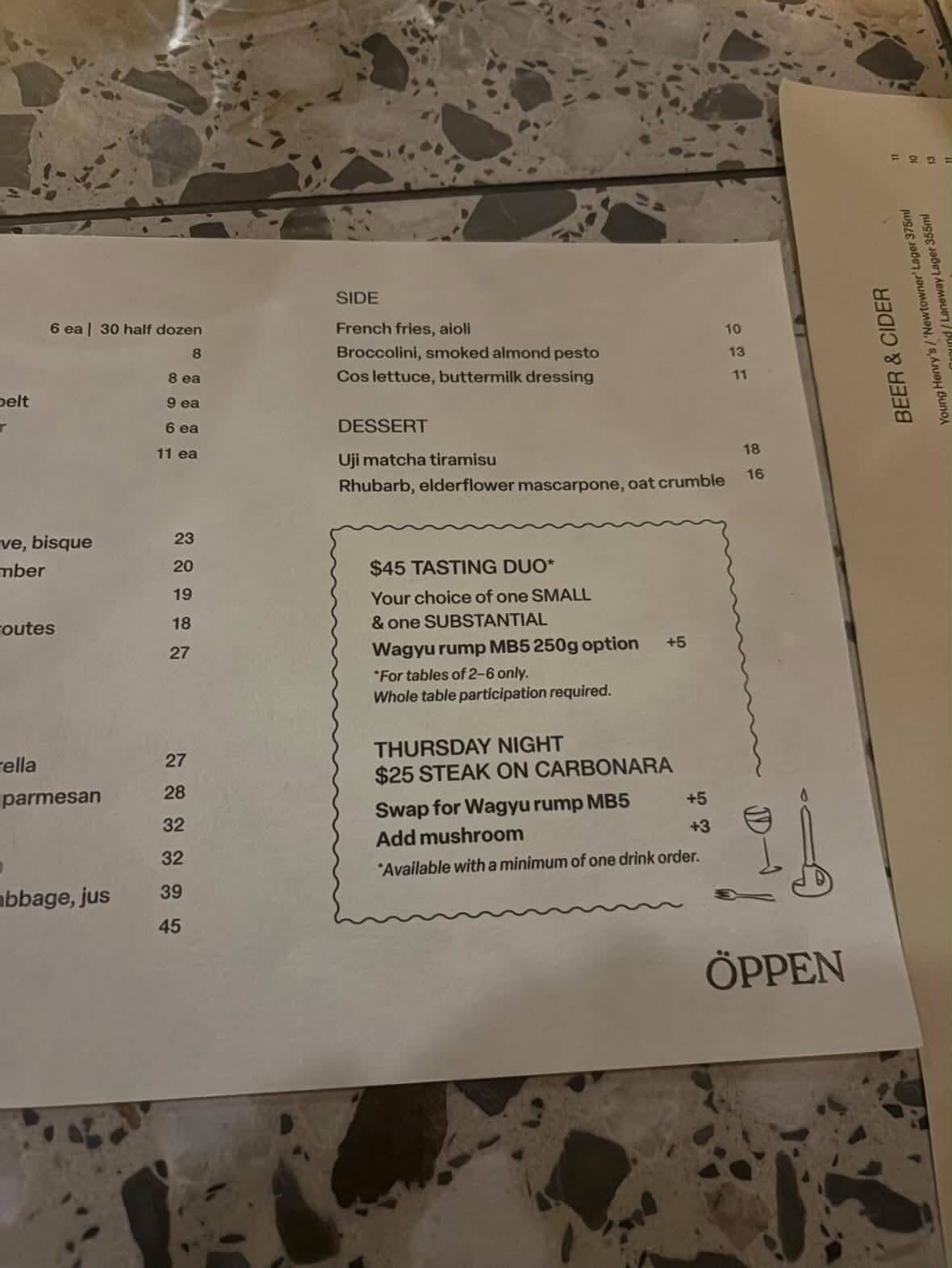 OPPEN меню