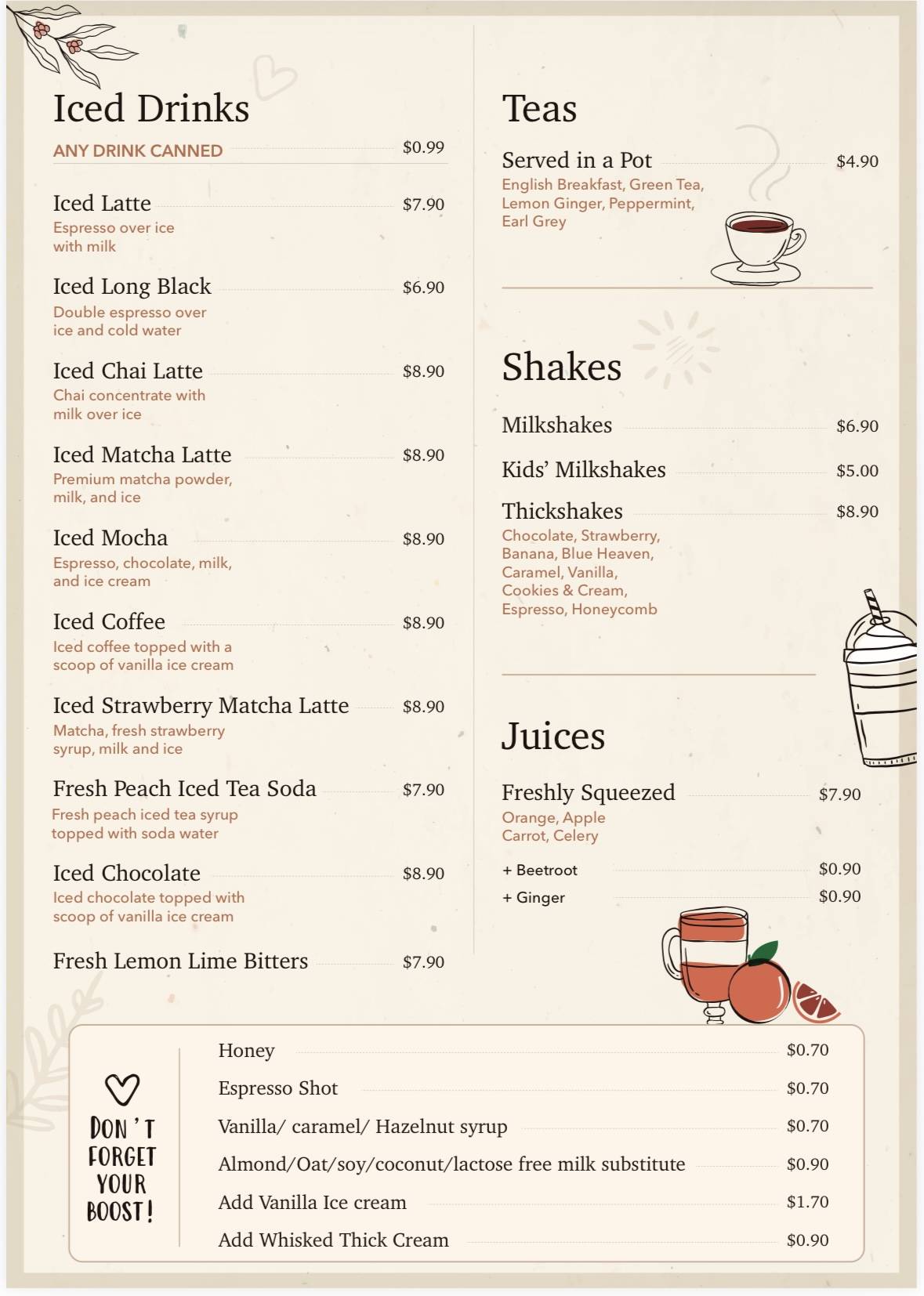 Rustic Corner cafe меню