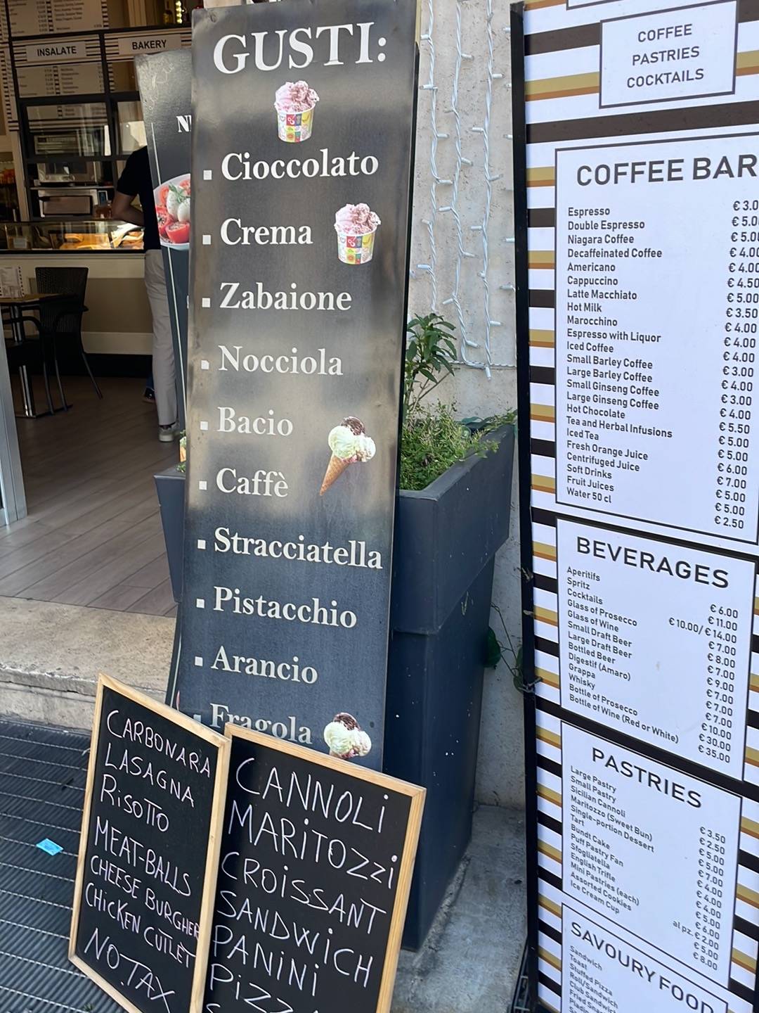 Caffe Niagara меню