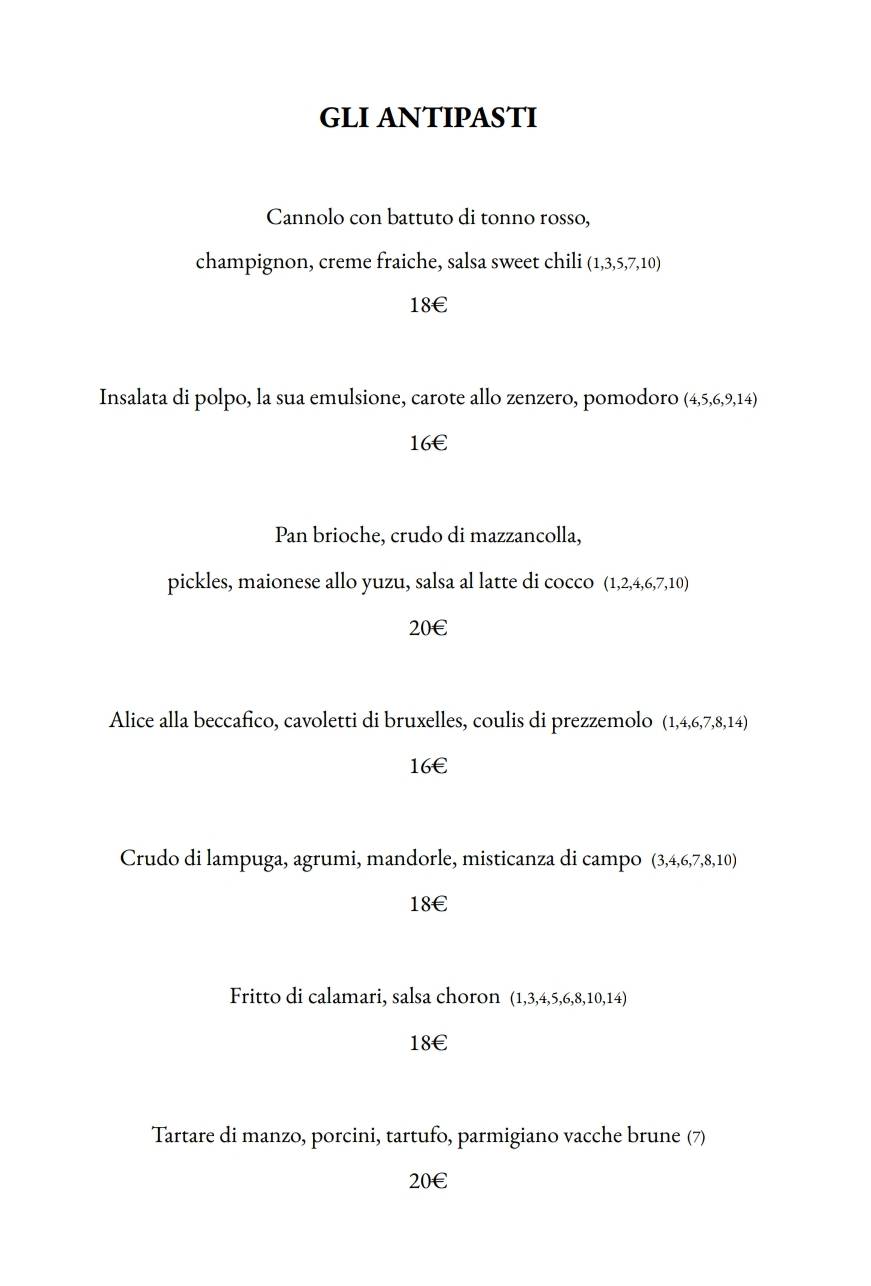 Ristorante Caffè Parnaso меню