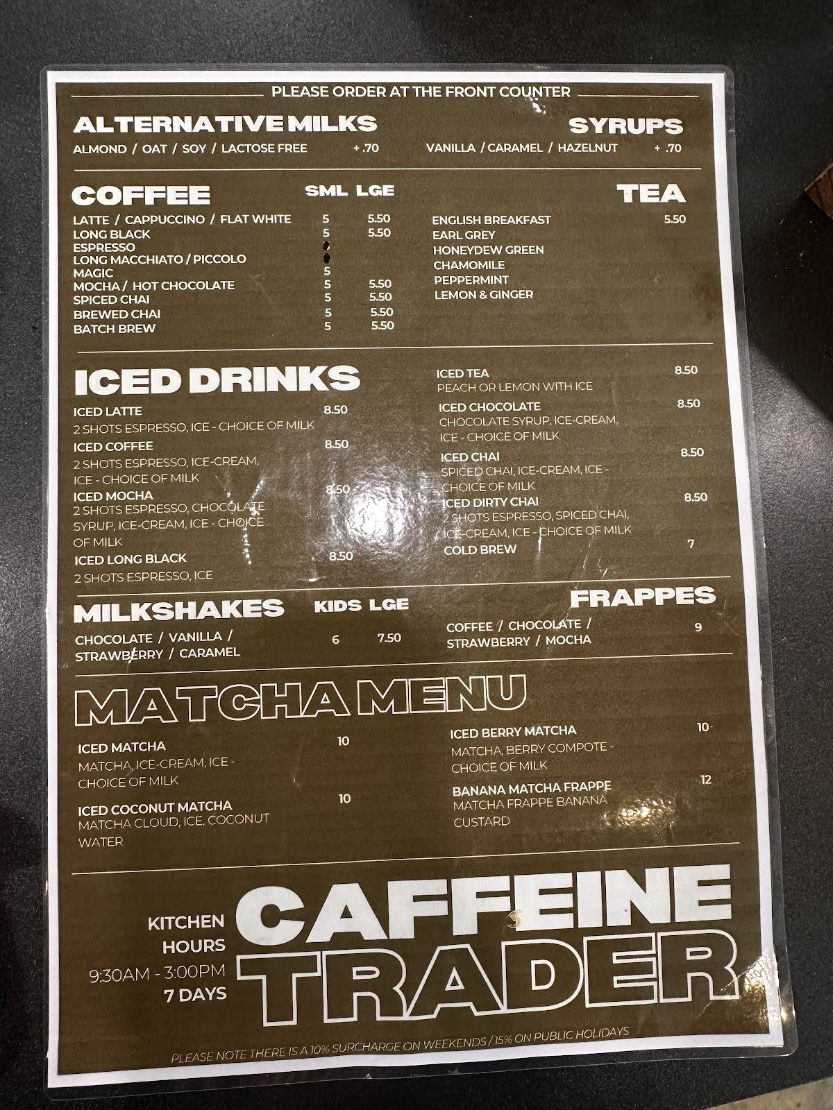 Caffeine Trader Springvale меню