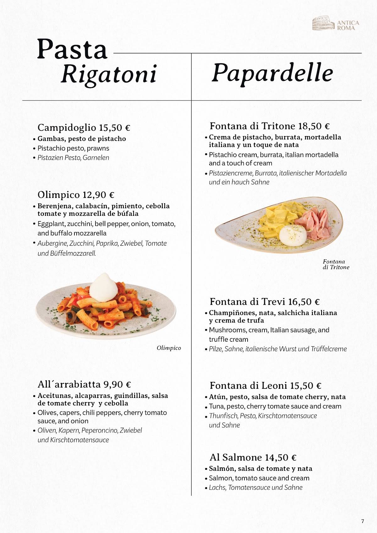 ANTICA ROMA DA LUCIANO. меню