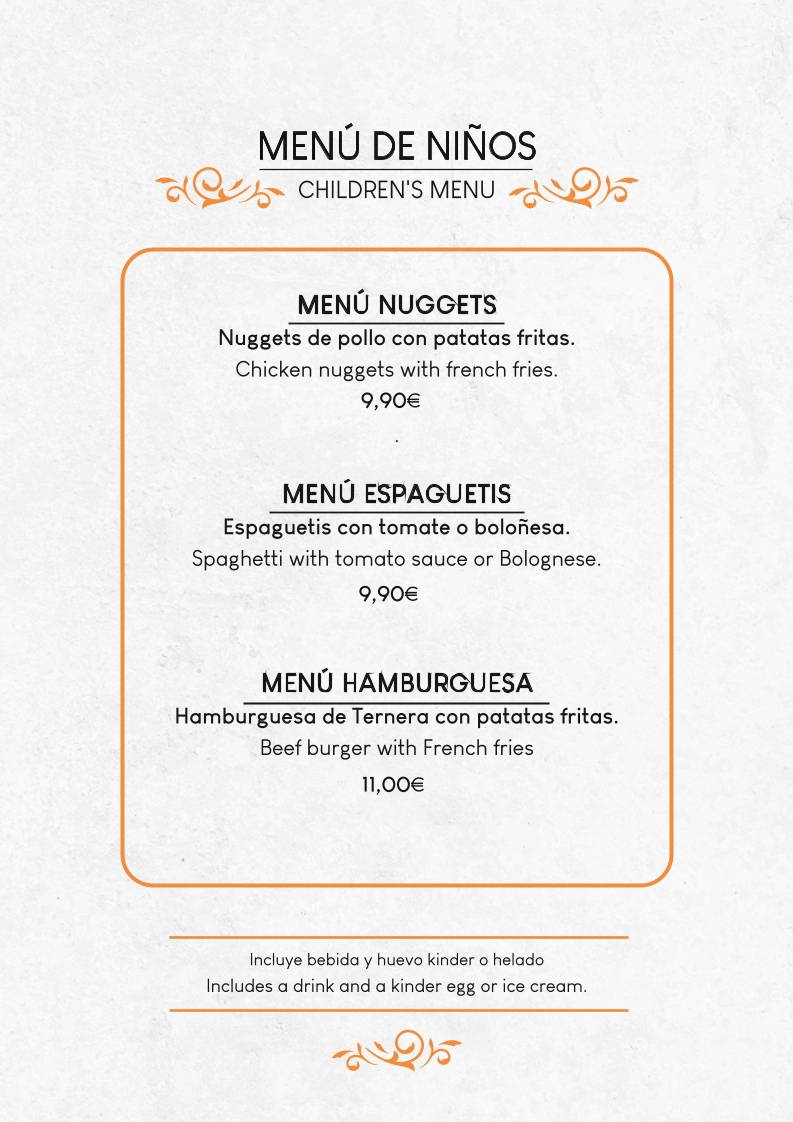 Restaurante Tango - Playa La Fossa меню