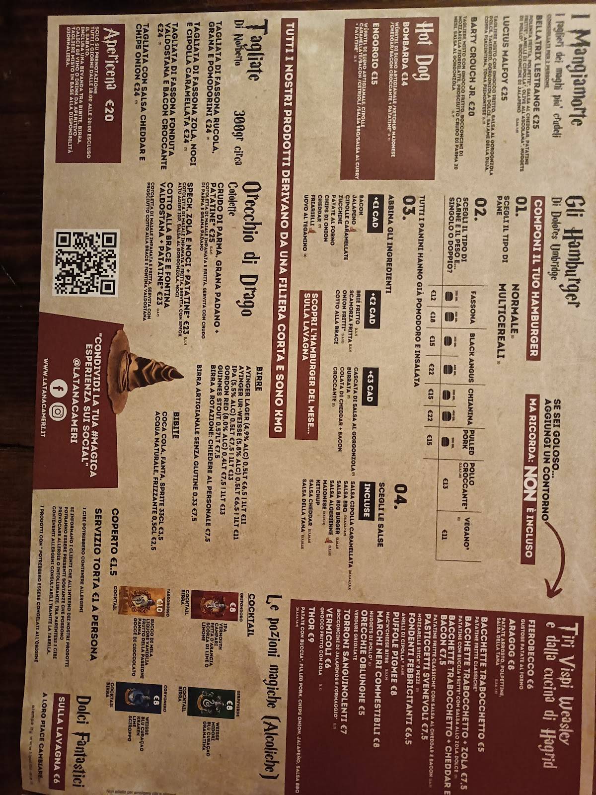La Tana - Hamburgheria & Birreria Cameri меню