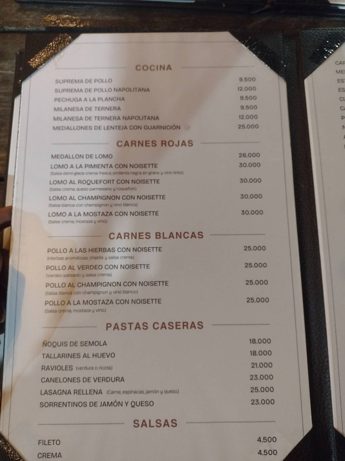 Campo Adentro меню