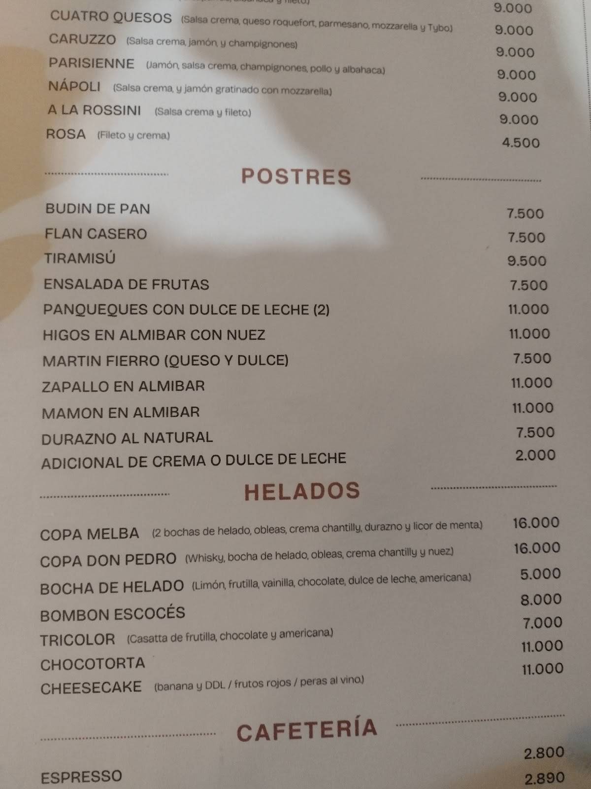 Campo Adentro меню