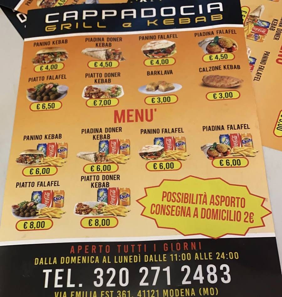 Cappadocia grill&kebab...pizza меню
