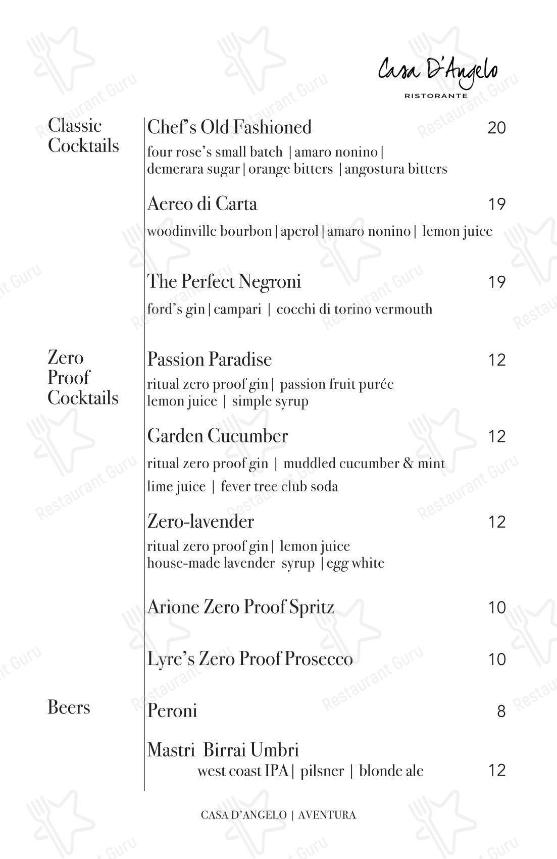 Casa D'Angelo Ristorante в Боках-Ратоне - Меню напитков