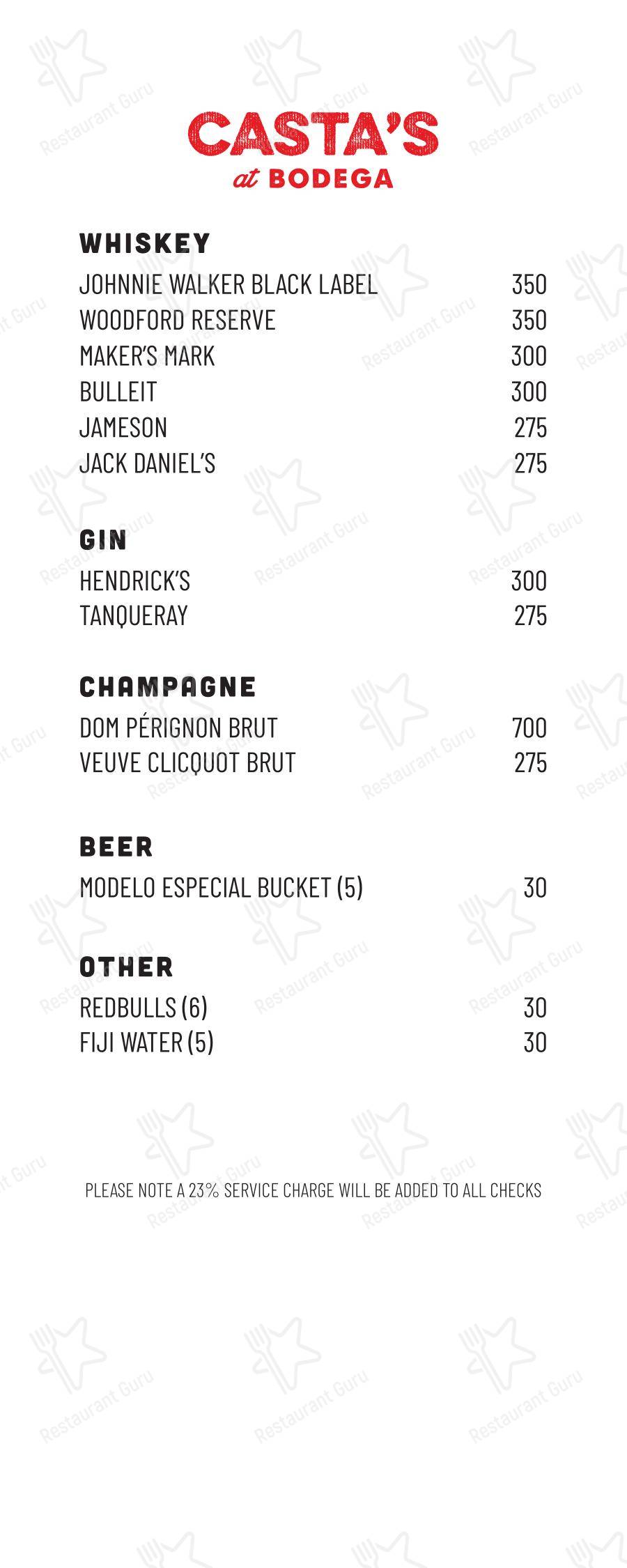 Меню паба и бара Casta's Rum Bar - Крафт меню
