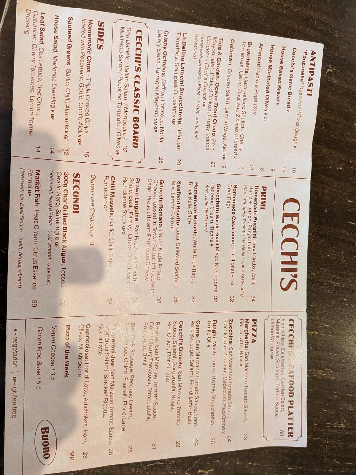 Cecchi's Restaurant меню
