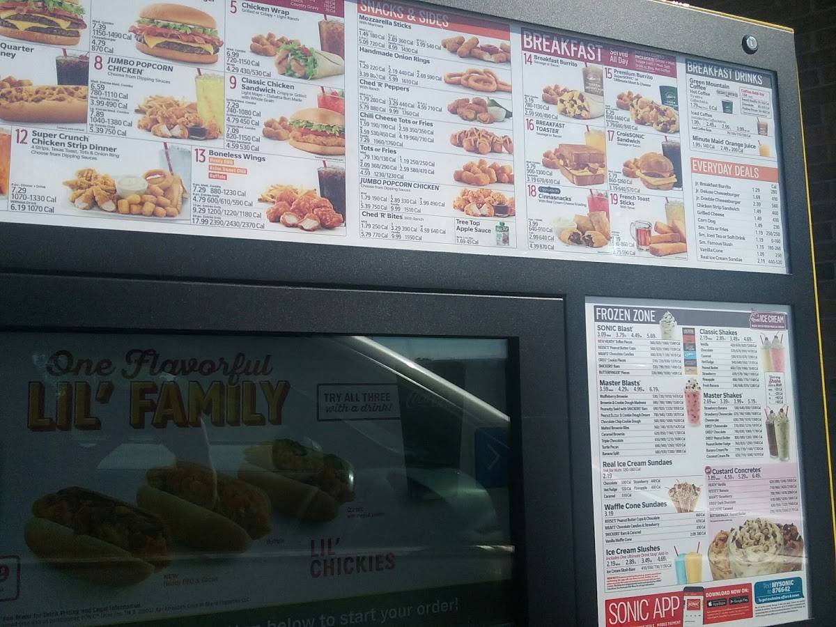 Sonic Drive-In меню