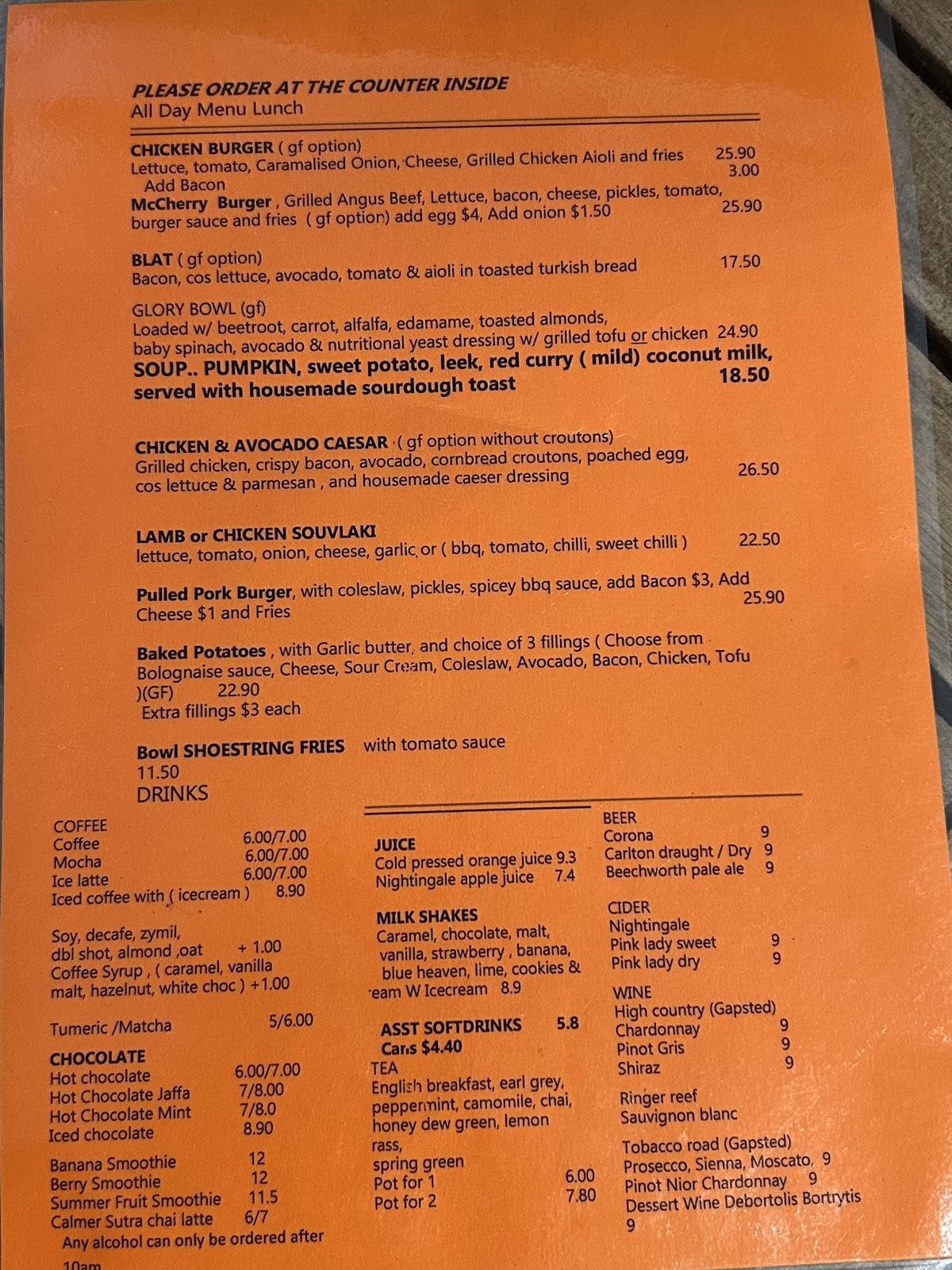 Cherry Walk Cafe меню