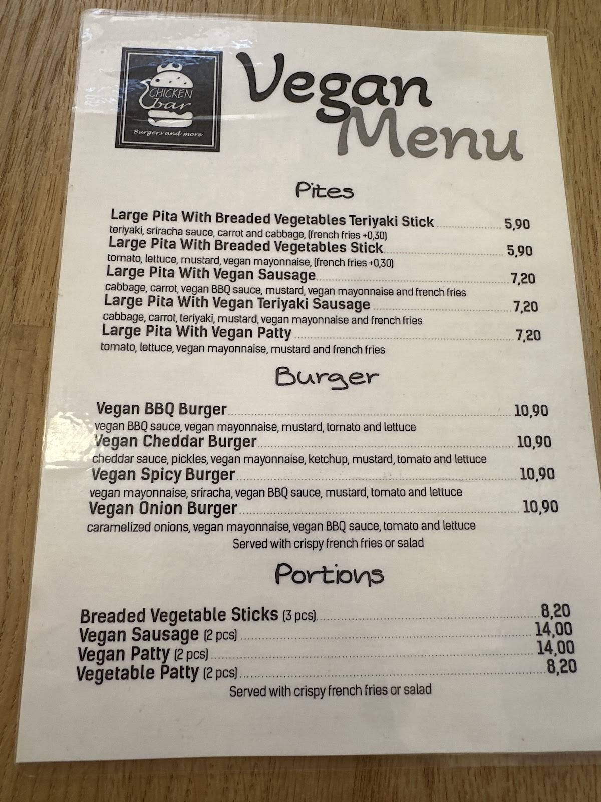 Chicken Bar - Burgers and more меню