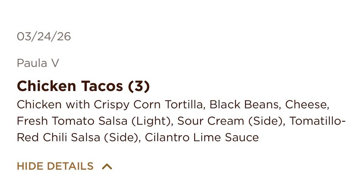 Chipotle Mexican Grill меню