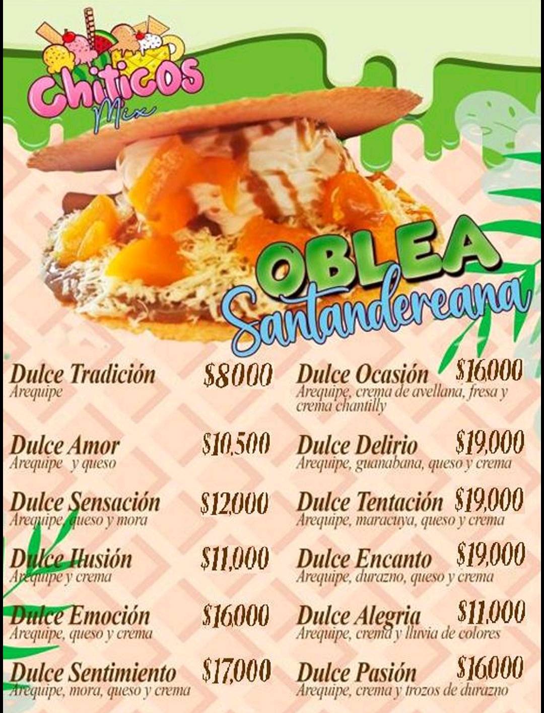 Heladería y Frutería Chiticos Mix меню