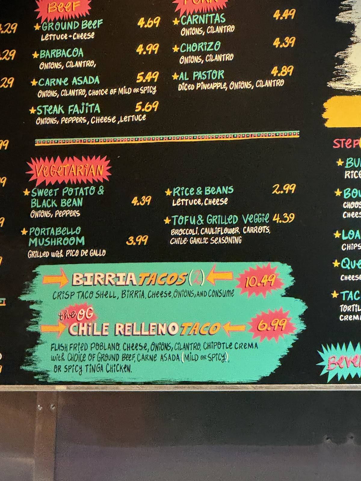 Chubby's Tacos Raleigh меню