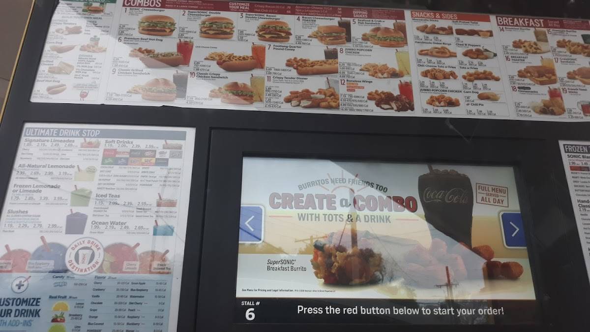 Sonic Drive-In меню