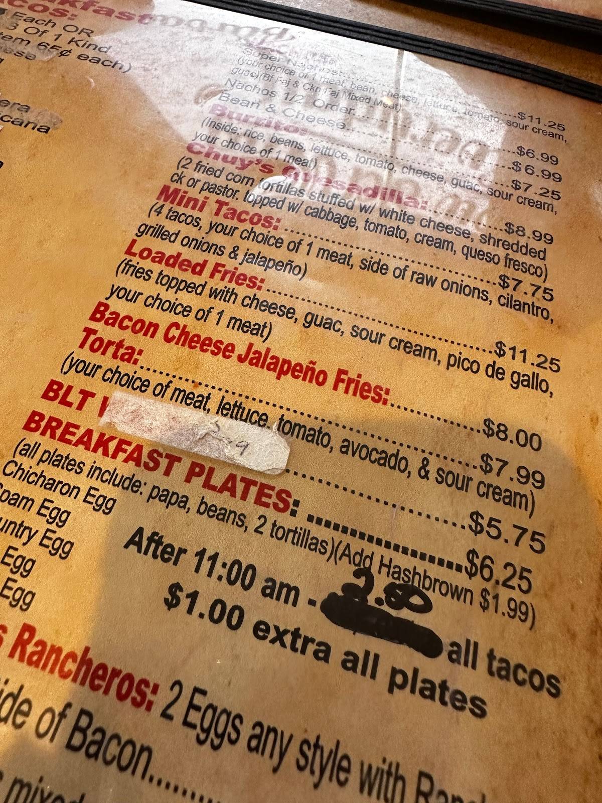 Chuy's Takeout and Dine-In меню