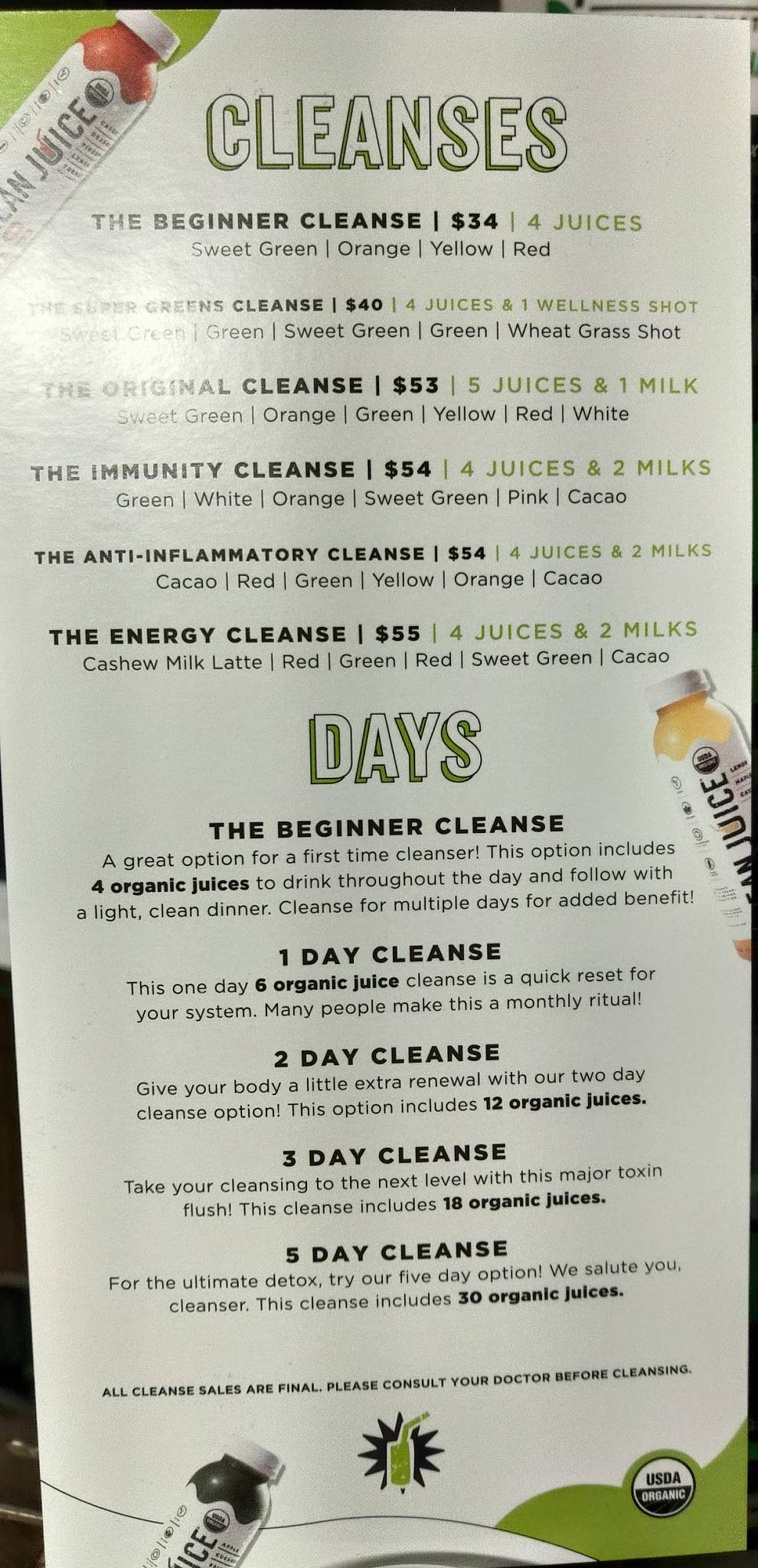 Clean Juice меню
