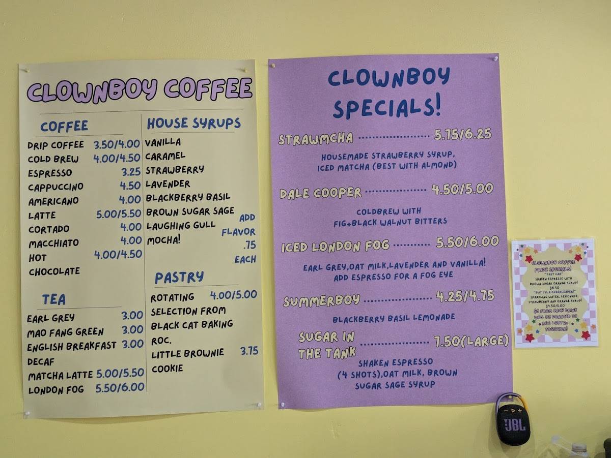 Clownboy Coffee меню