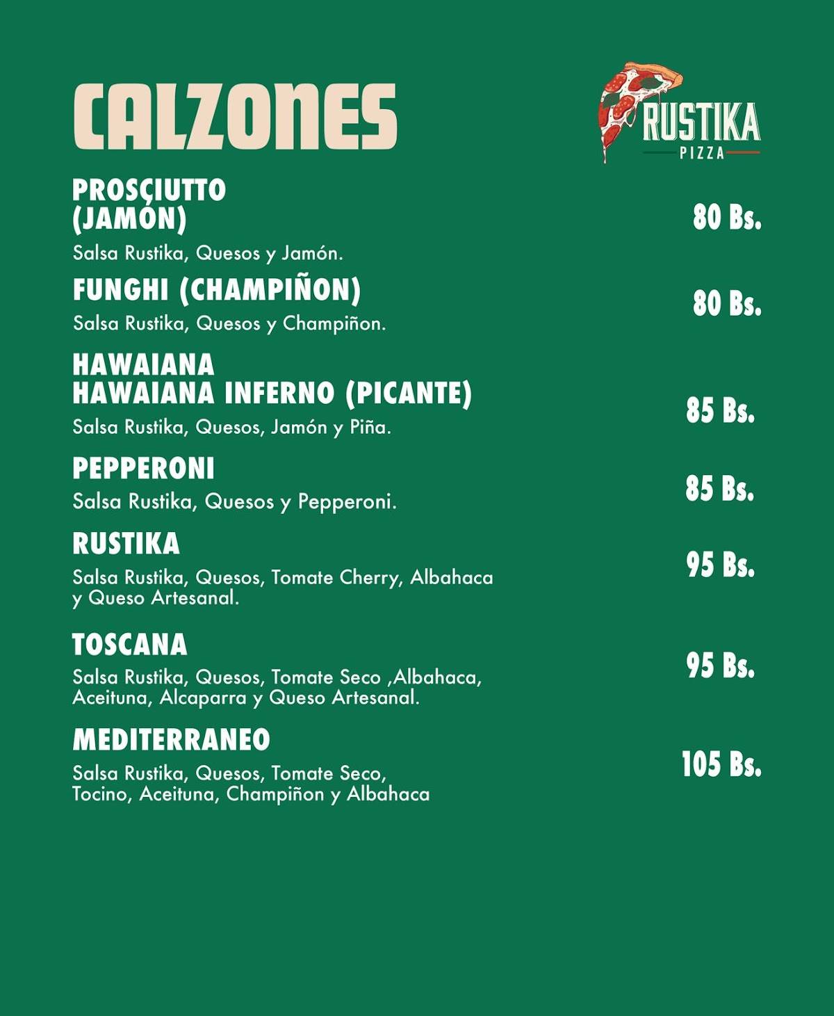 Rustika Pizza меню