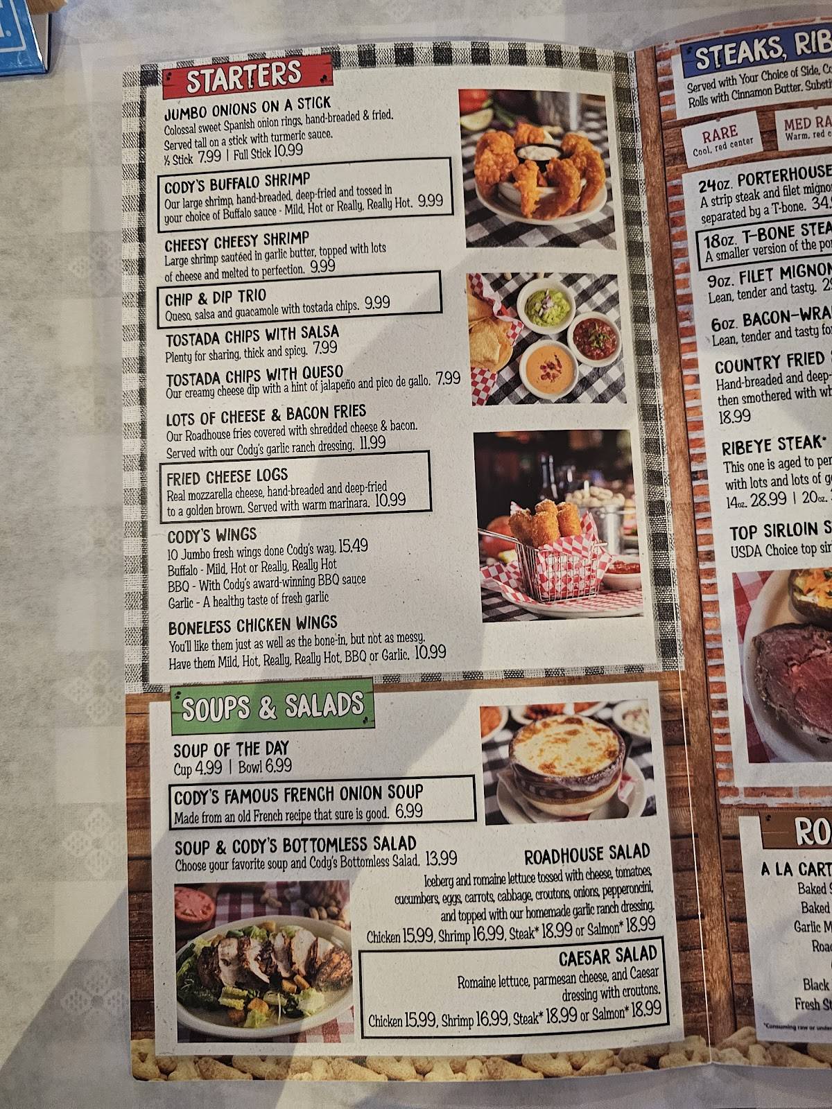 Cody's Original Roadhouse - Spring Hill меню