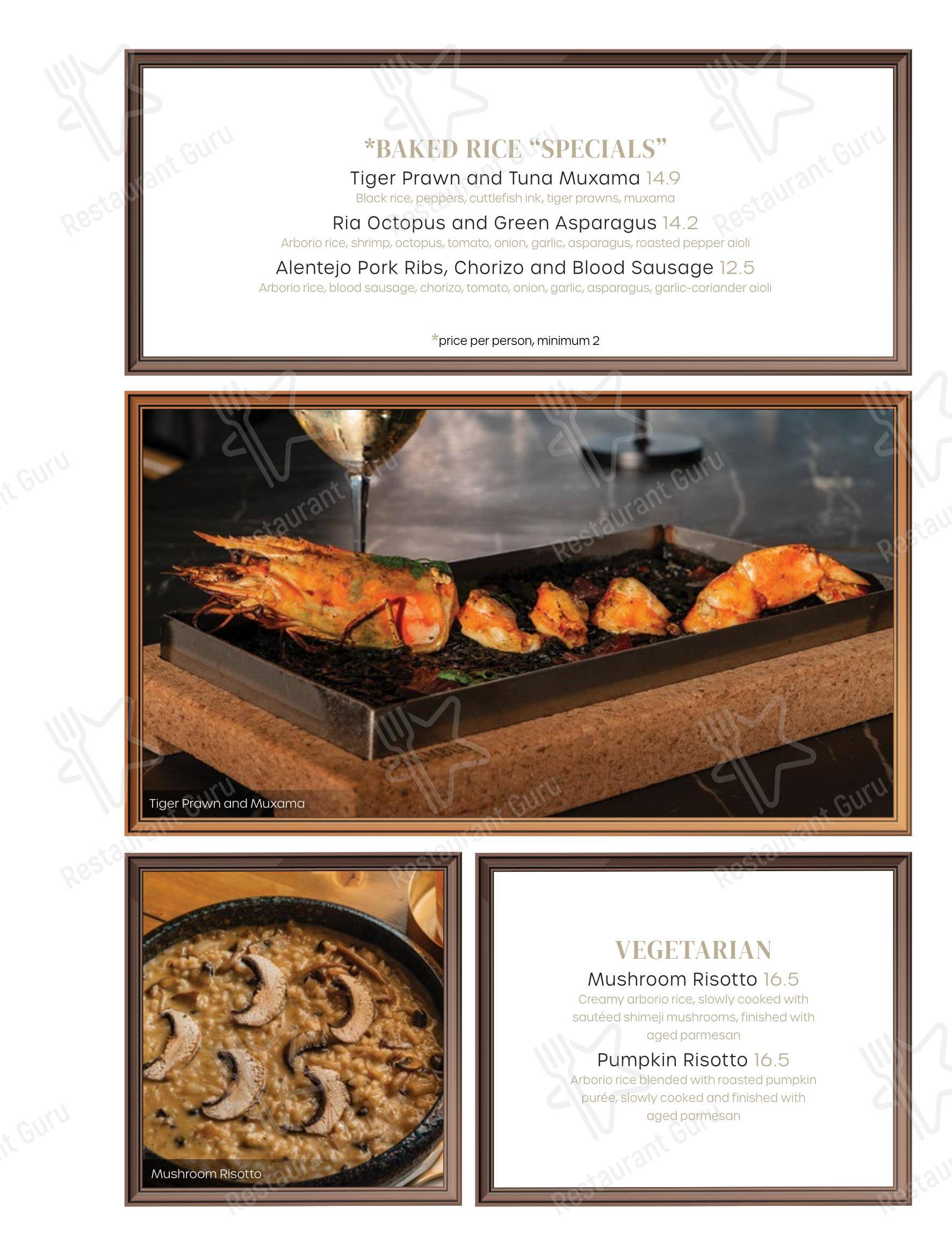 Меню ресторана Columbus Culinary Bar в Фаро