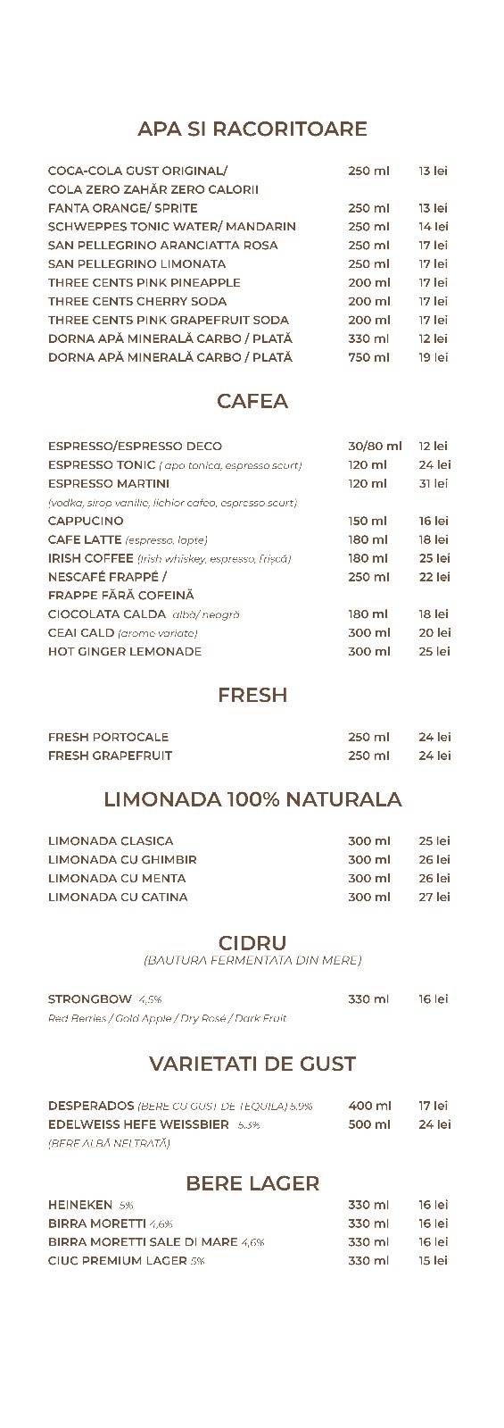 Restaurant Hyperbare меню