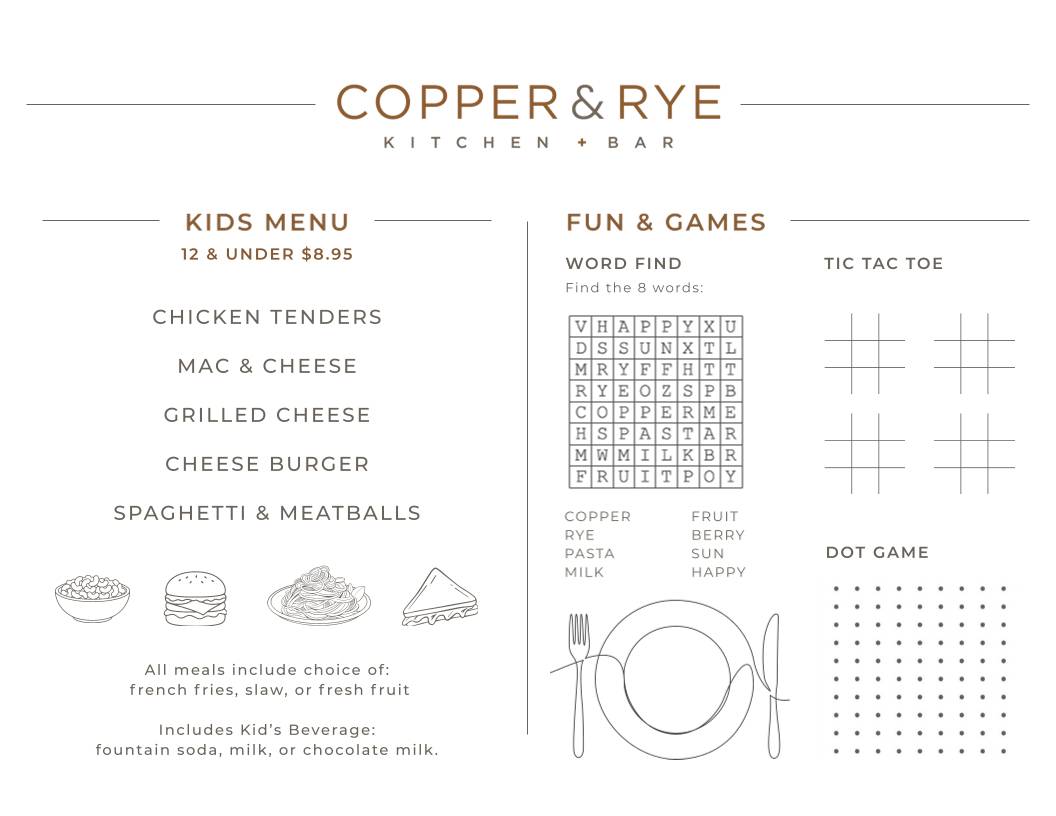 Copper & Rye меню